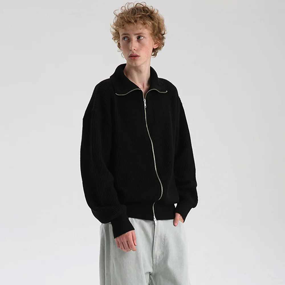 FULL-ZIP KNIT BLACK