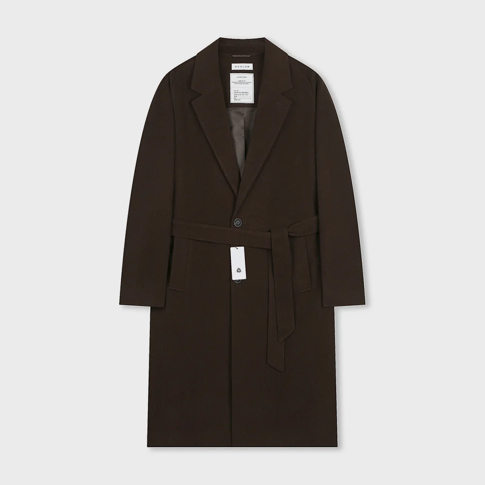 CASHMERE SINGLE ROBE COAT BROWN
