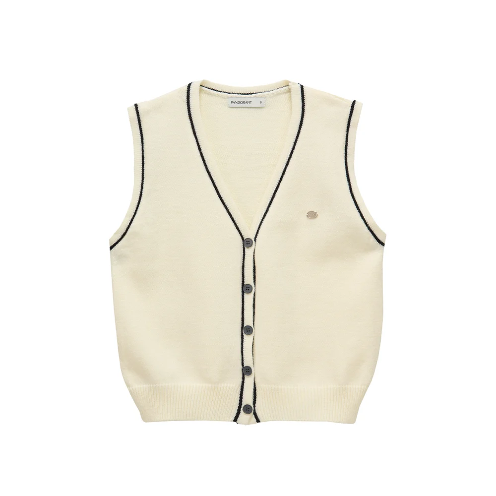 Line Knit Vest (ivory)
