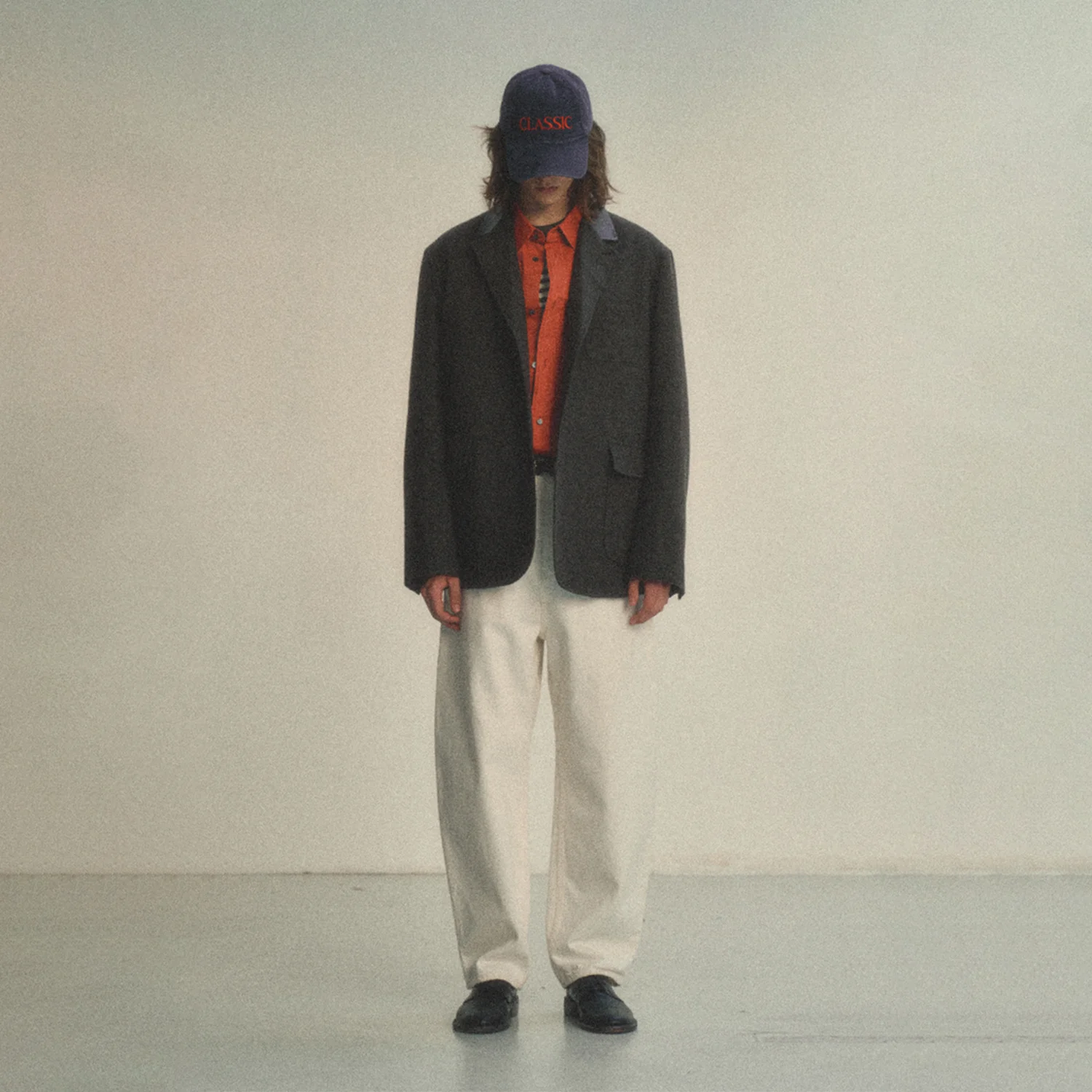 Leather Collar Wool Blazer_ Japan Fabric_ Brown