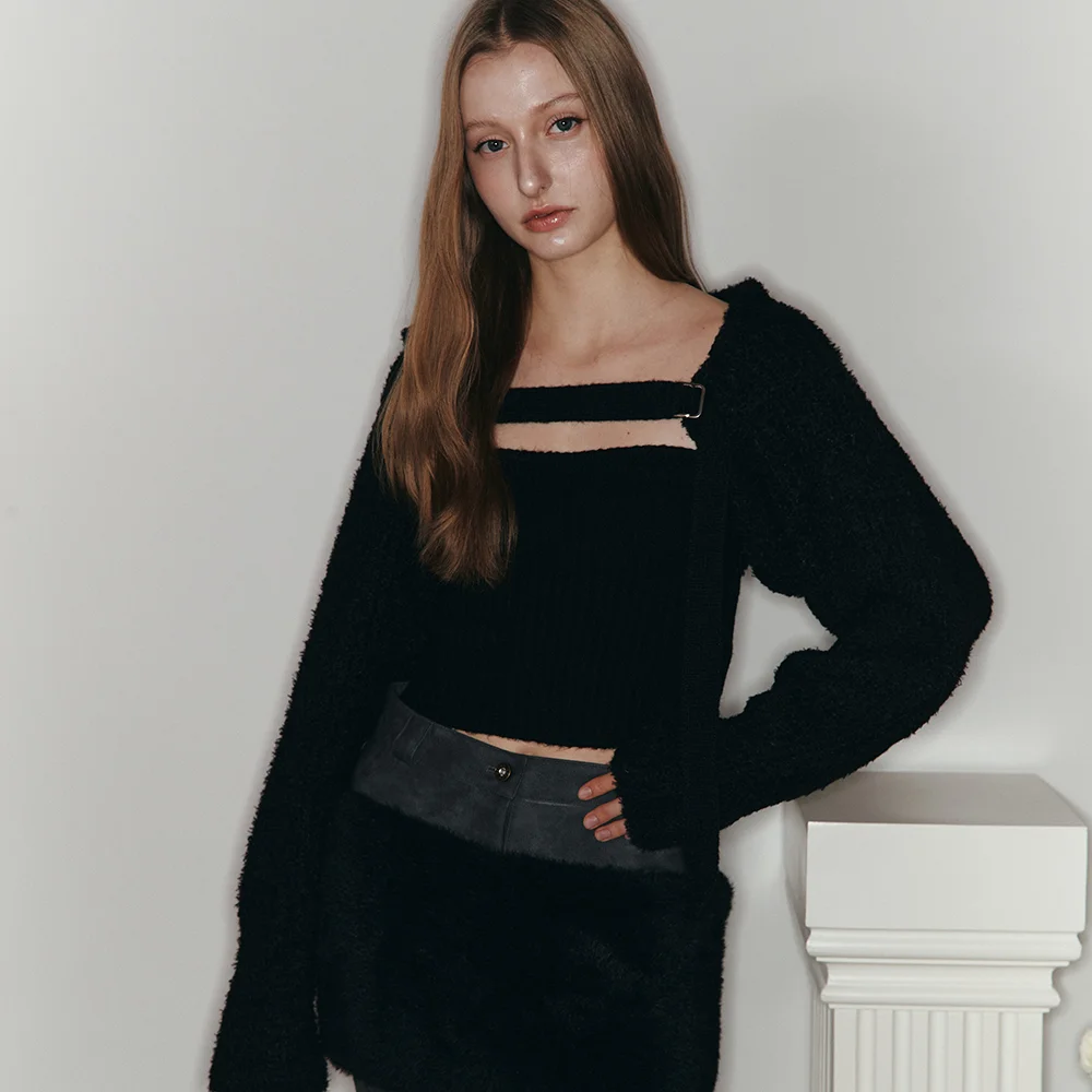 WOOL KNIT BUSTIER (BLACK)