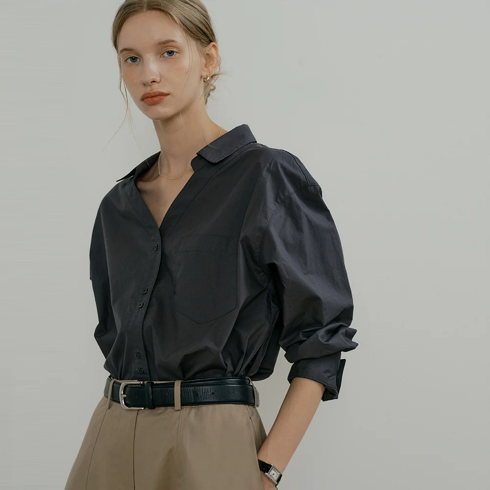 comos 1535 open-collar shirt (charcoal)