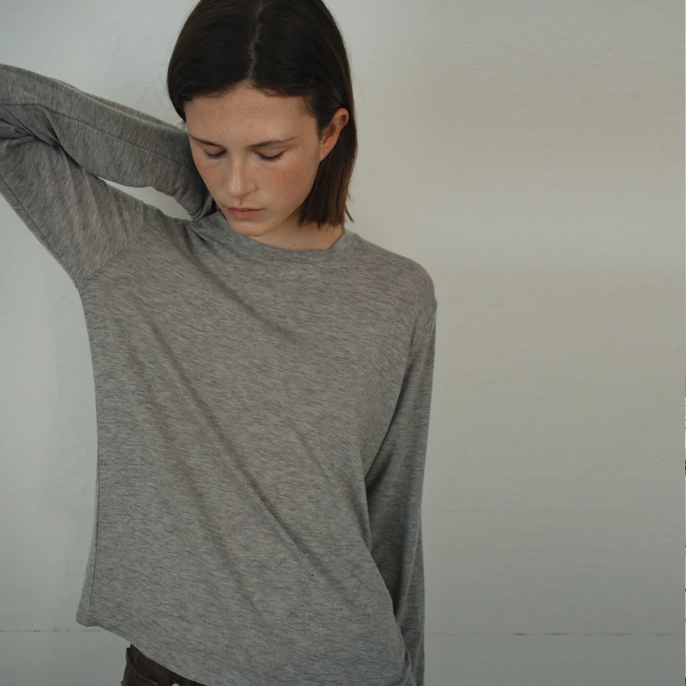 RELAXED WOOL T-SHIRT GREY