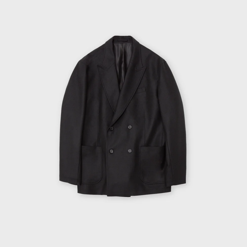 Pure Wool Double Breasted Jacket, Black