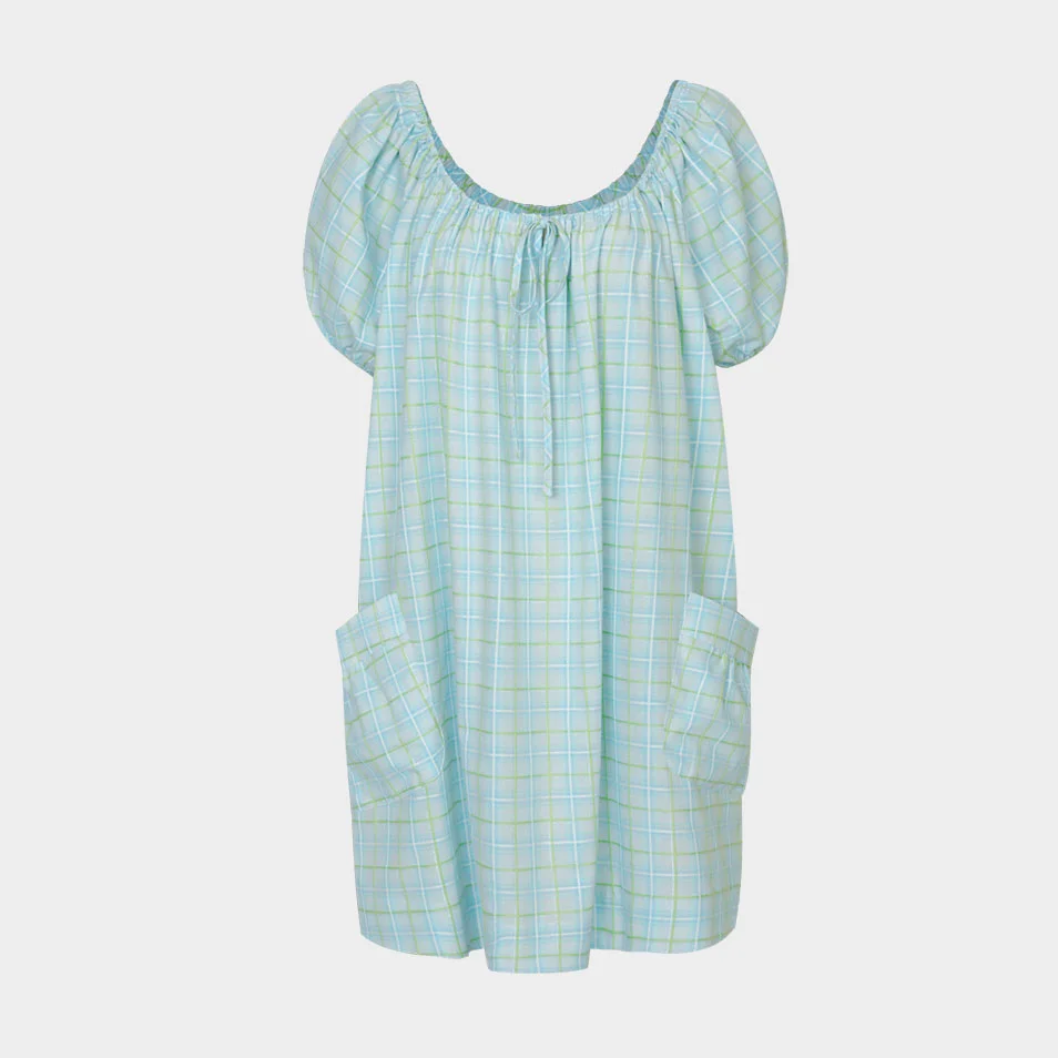 Hay Check Mini Dress (Blue)