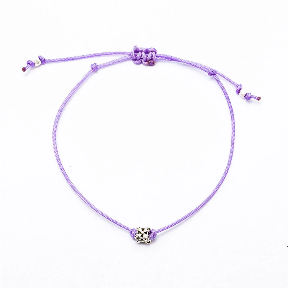 HR 292B_Cube Pendant Fabric Bracelet(Purple)