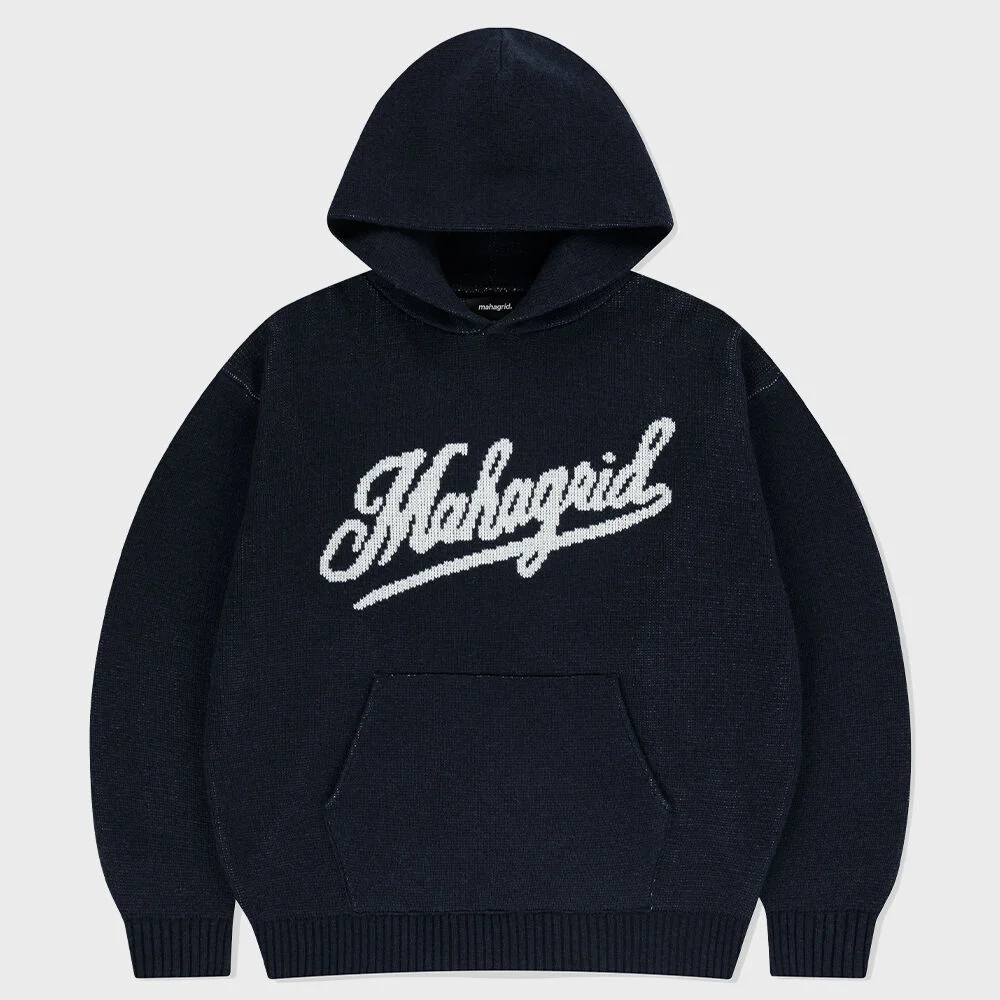 SCRIPT LOGO KNIT HOODIE NAVY(MG2EFMK640A)