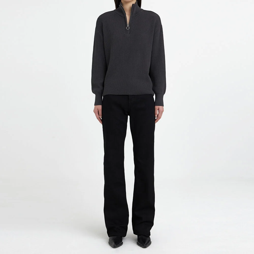22FW Oversized Half-Zip Knit Charcoal Grey