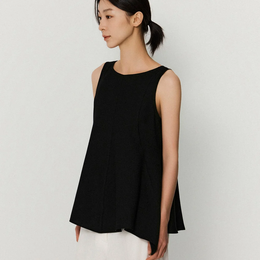wrinkle sleeveless blouse_black