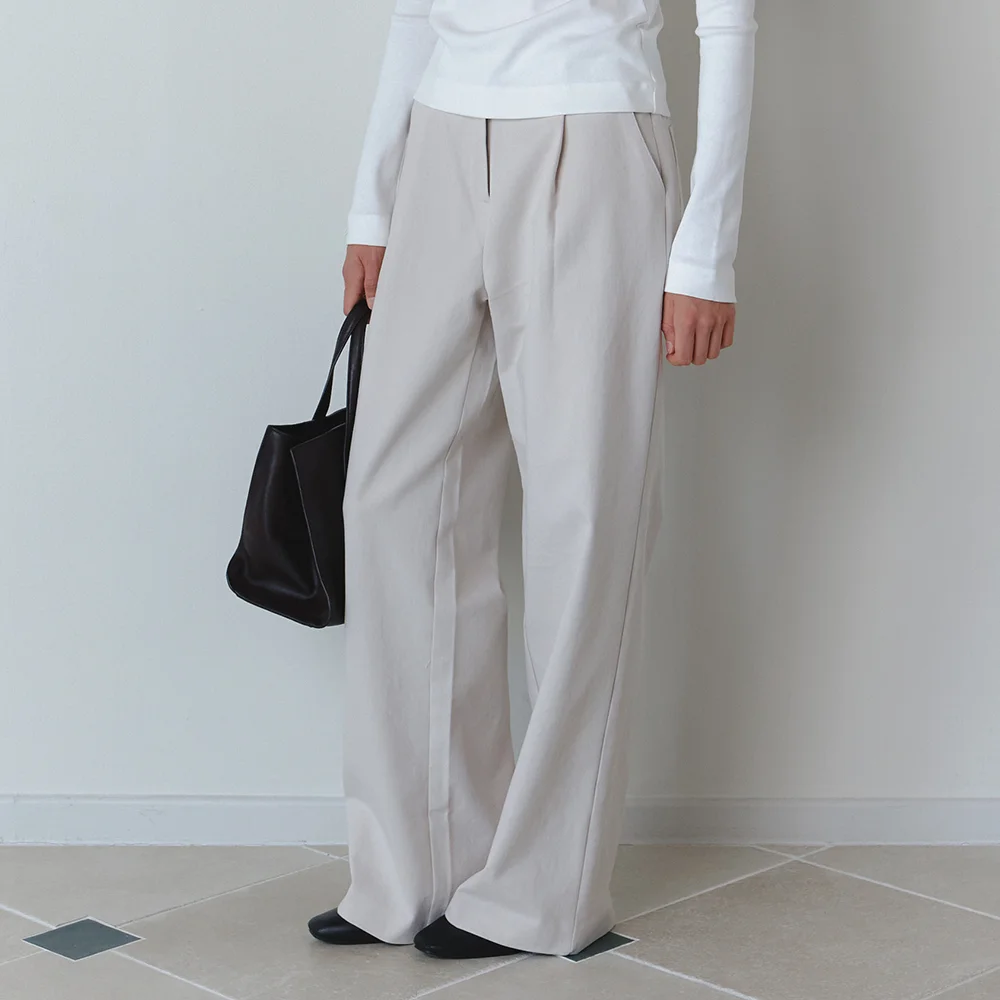 Washed cotton pants_beige