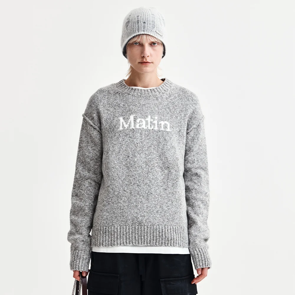 MATIN MIXED YARN KNIT PULLOVER IN GREY