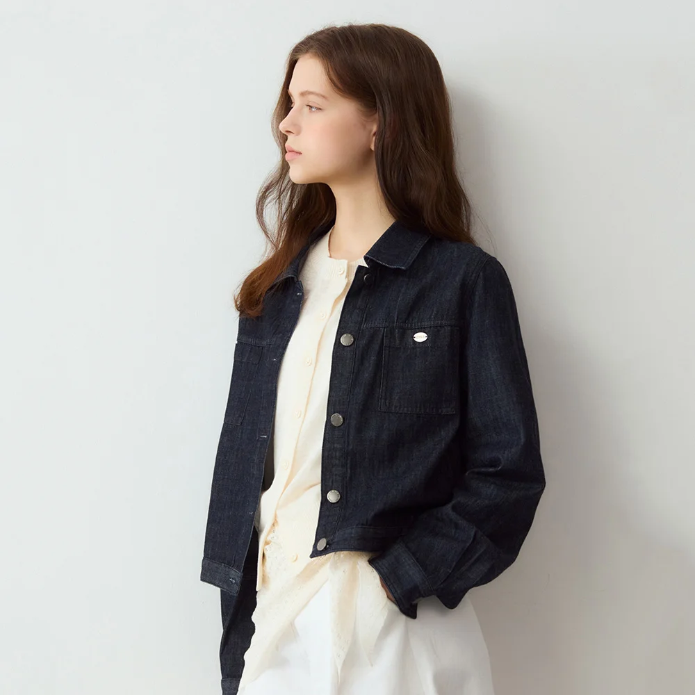 Minimal raw denim jacket - deep blue