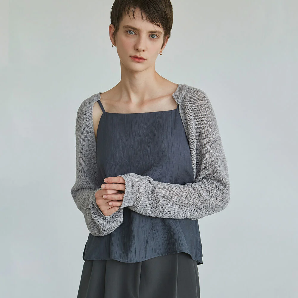 NICOLE BOLERO KNIT TOP_GRAY