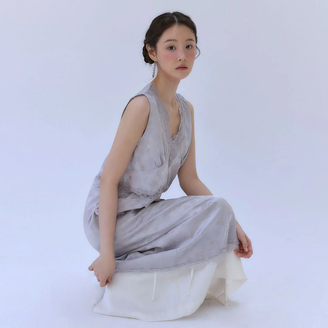 SATIN LACE LAYERED SLIP DRESS