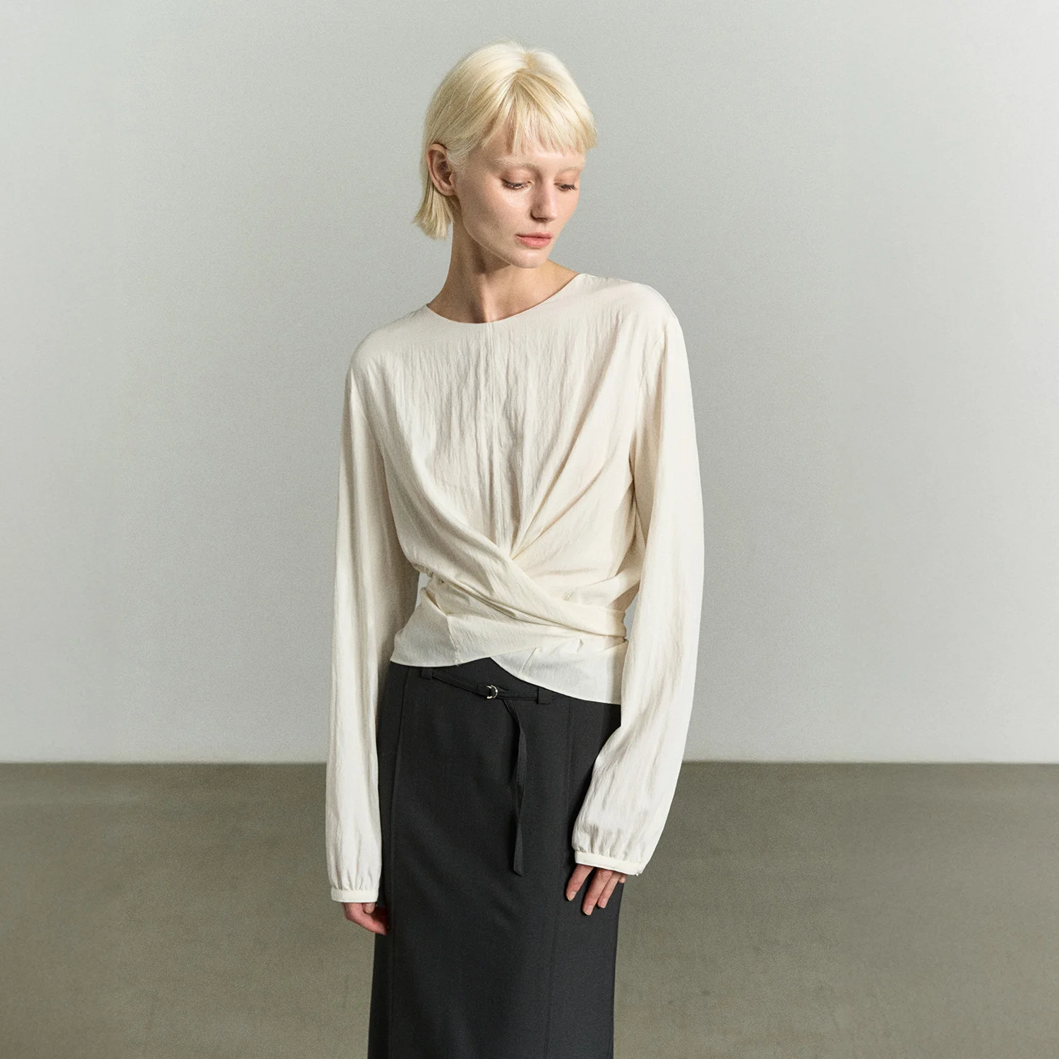 WAIST WRAP BLOUSE PEARL