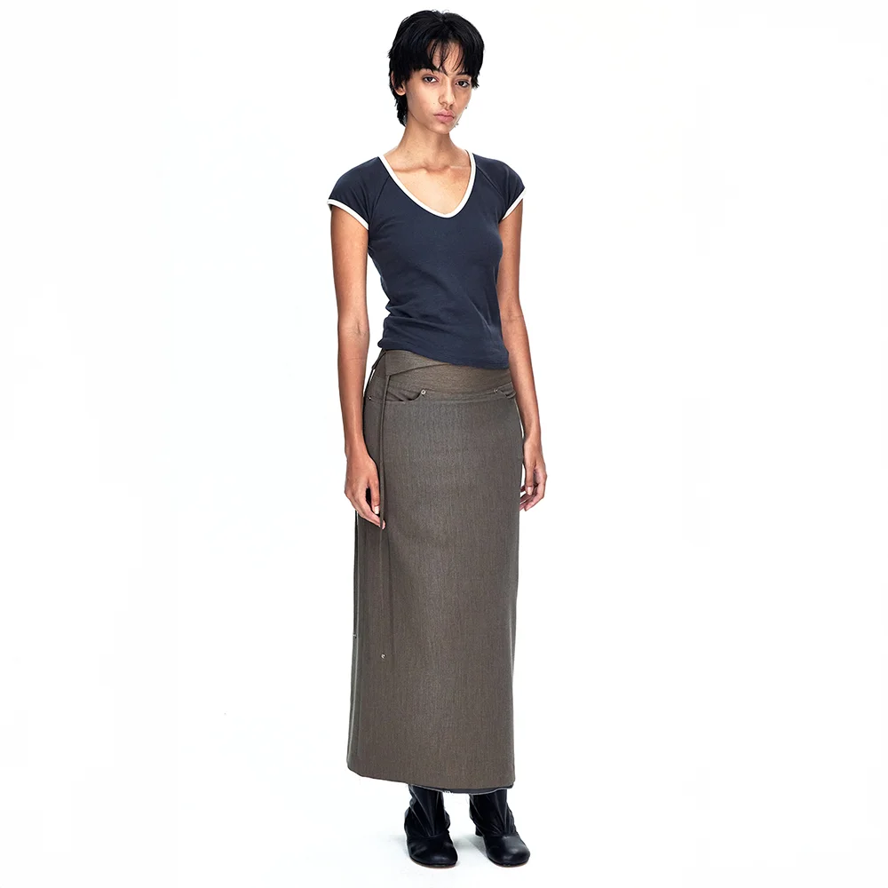 WOOL MAXI SKIRT_brown
