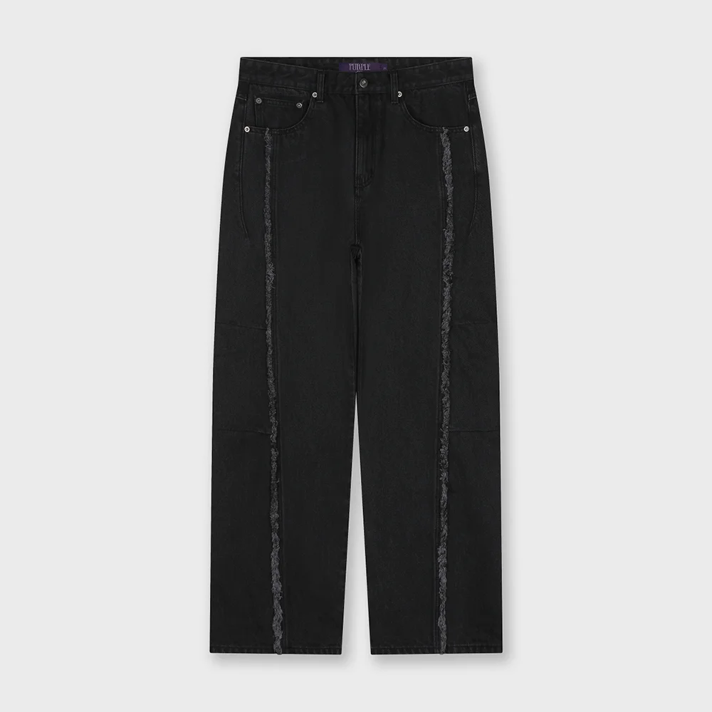 CUT OFF CURVED SEAM JEANS BLACK