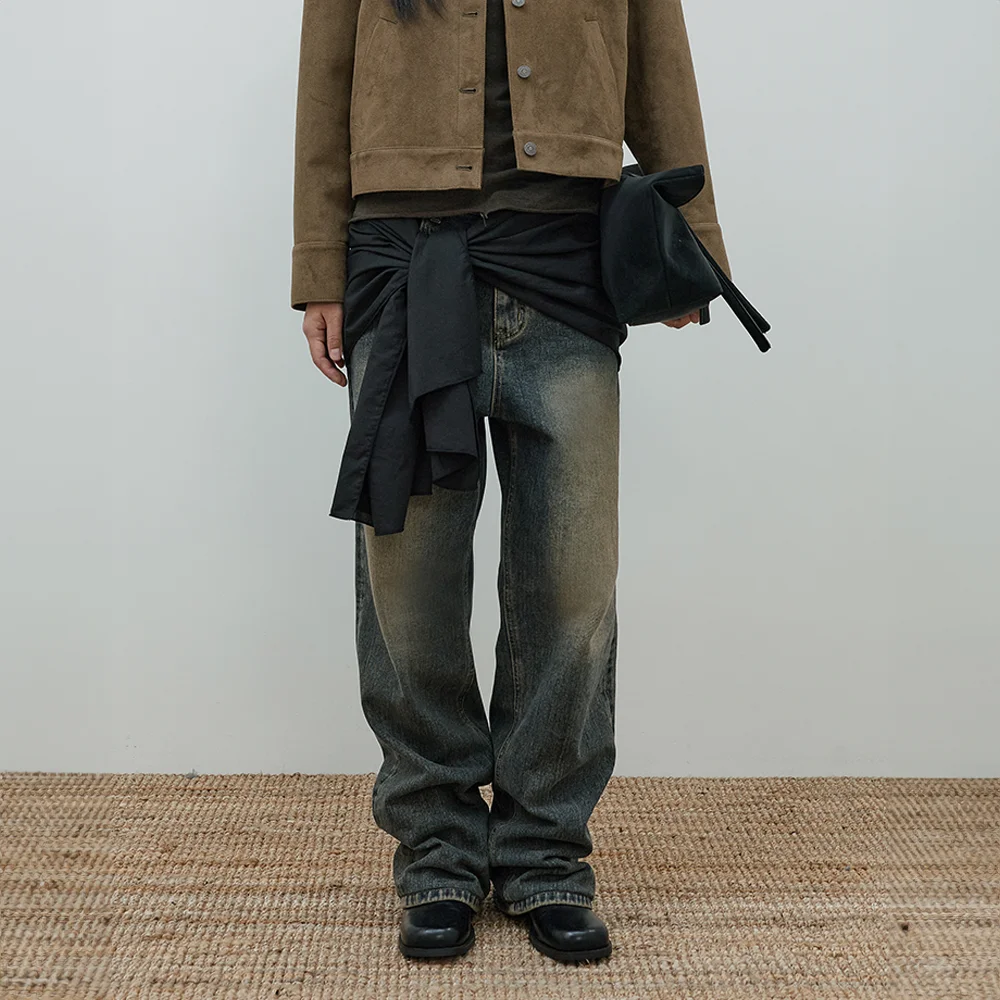 Washing Wide Denim Pants (acid indigo)