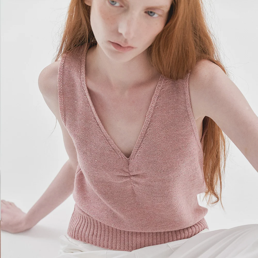 Marge Shirring Sleeveless Knit (Pink)