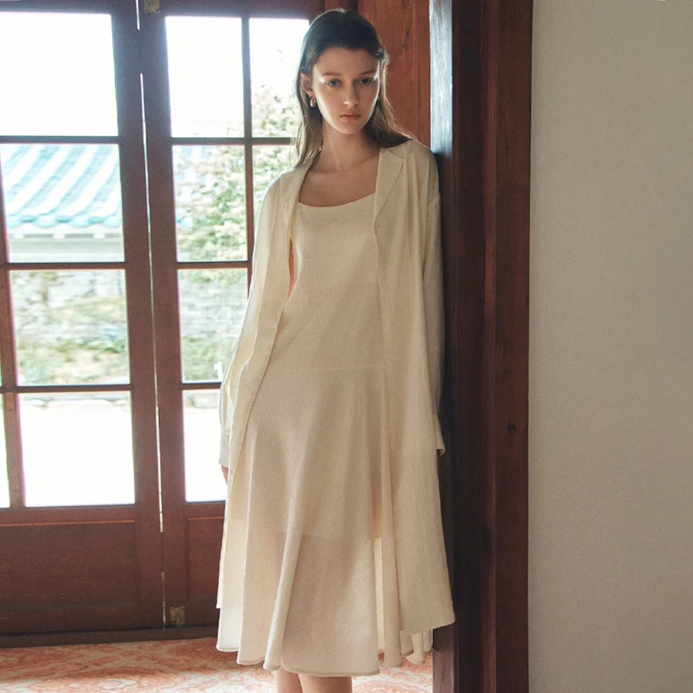 SIA8044 喇叭 Slip 連衣裙_Light beige
