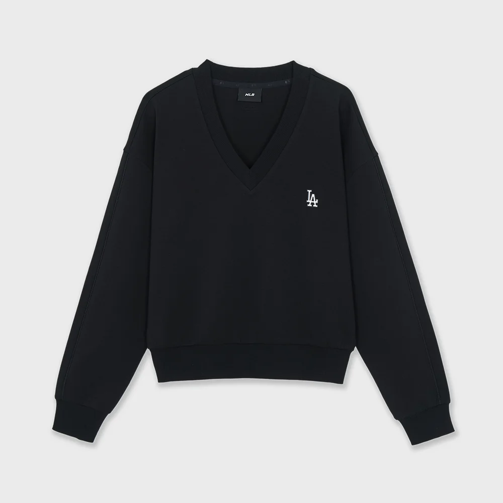 女裝 基本款 小標誌 V領 衛衣 LA (Black)
