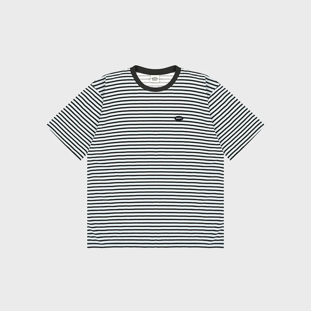 INDIGO STRIPE HALF T-SHIRT (LIGHT BLUE)