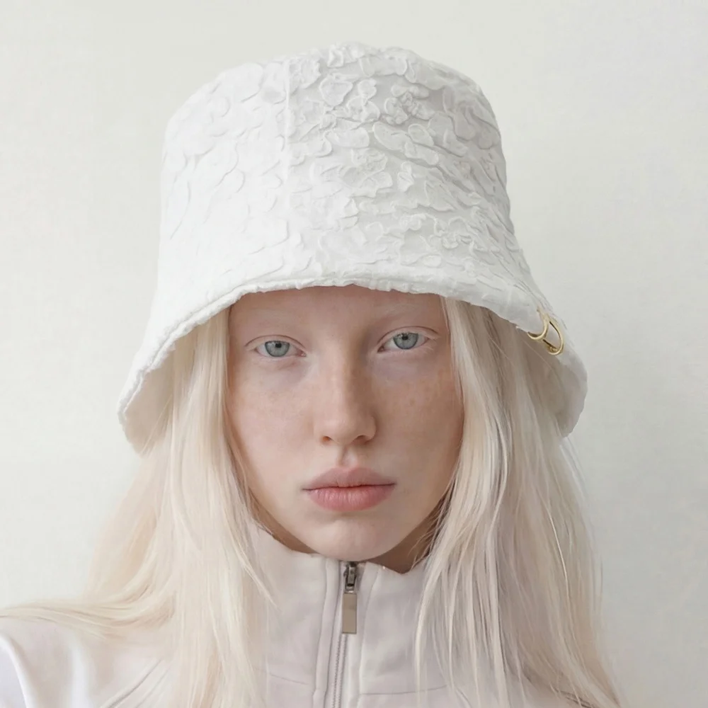 立體 花卉 圖案 四季 陽光 防護 女裝 漁夫帽 STAND BUCKET / CLOUD FLOWER / MILK