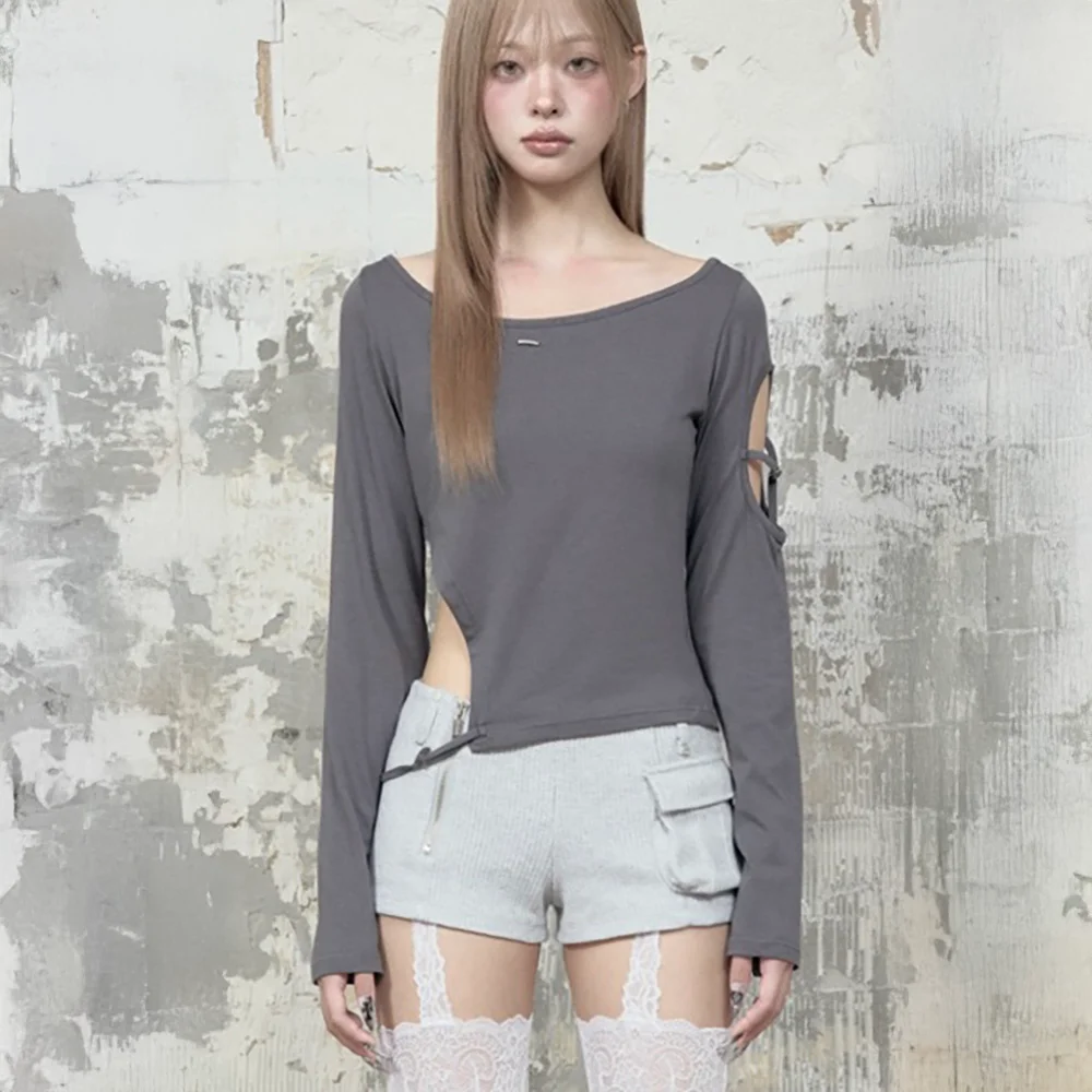 String Panel Point Long Sleeve (Charcoal)