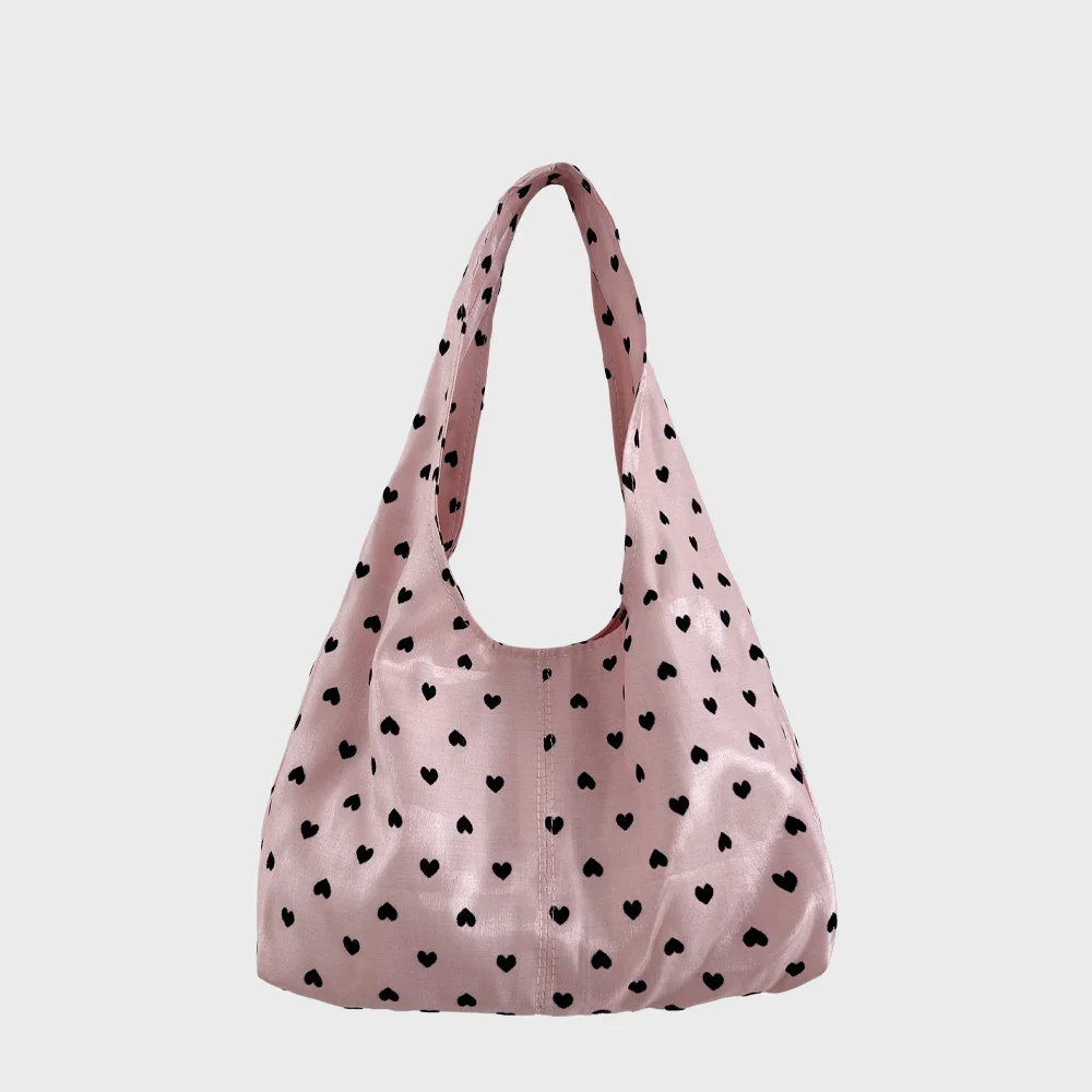 Heart Satin Tote Bag (心形 緞面 托特袋) Pink