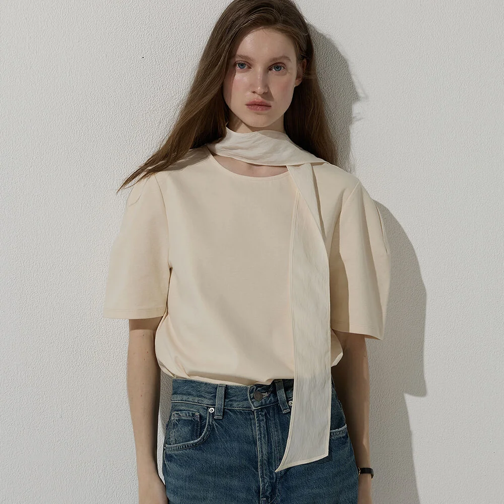 Scarf curved top - Beige