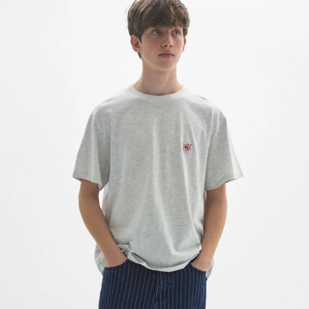 M.C UNISEX, Small Argyle Patch T-Shirt / MELANGE GRAY