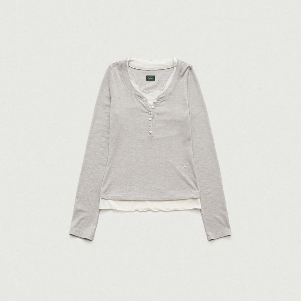 Aimee Slim Layered T-shirt_Light Grey