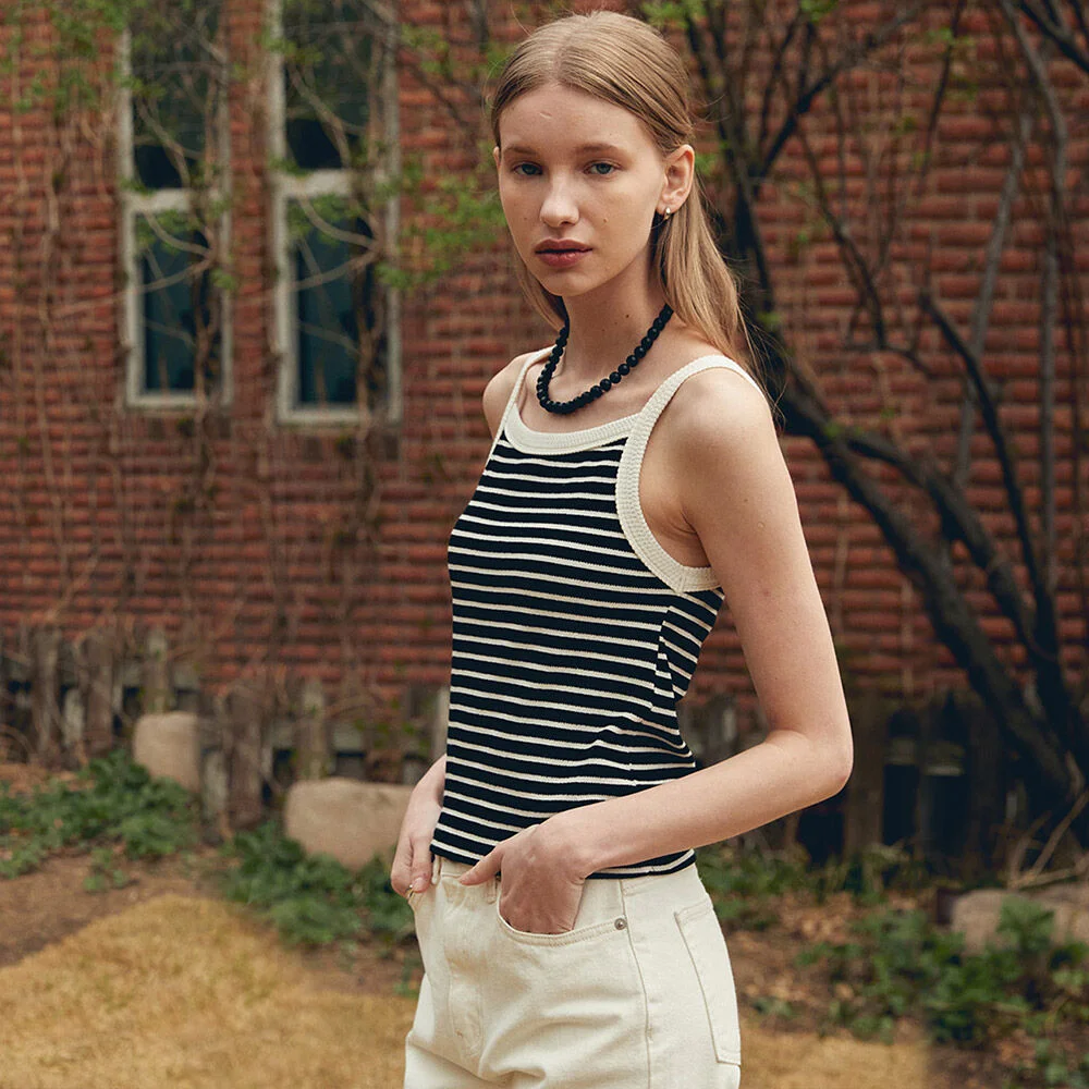 STRIPE SLEEVELESS (black stripe)