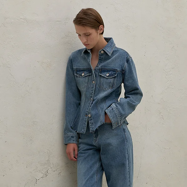ARON SET-UP PEPLUM DENIM JACKET (JK-2911)
