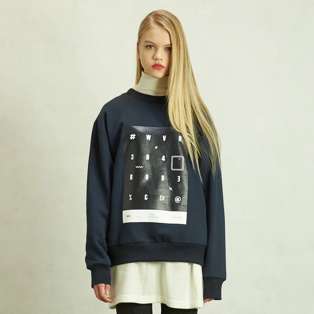 HIDDEN LOGO SWEATSHIRT_WOMAN_NAVY