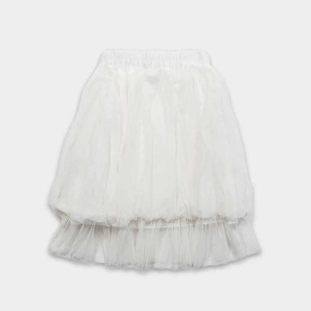 NEO BALLOON TULLE MIDI SKIRT - IVORY