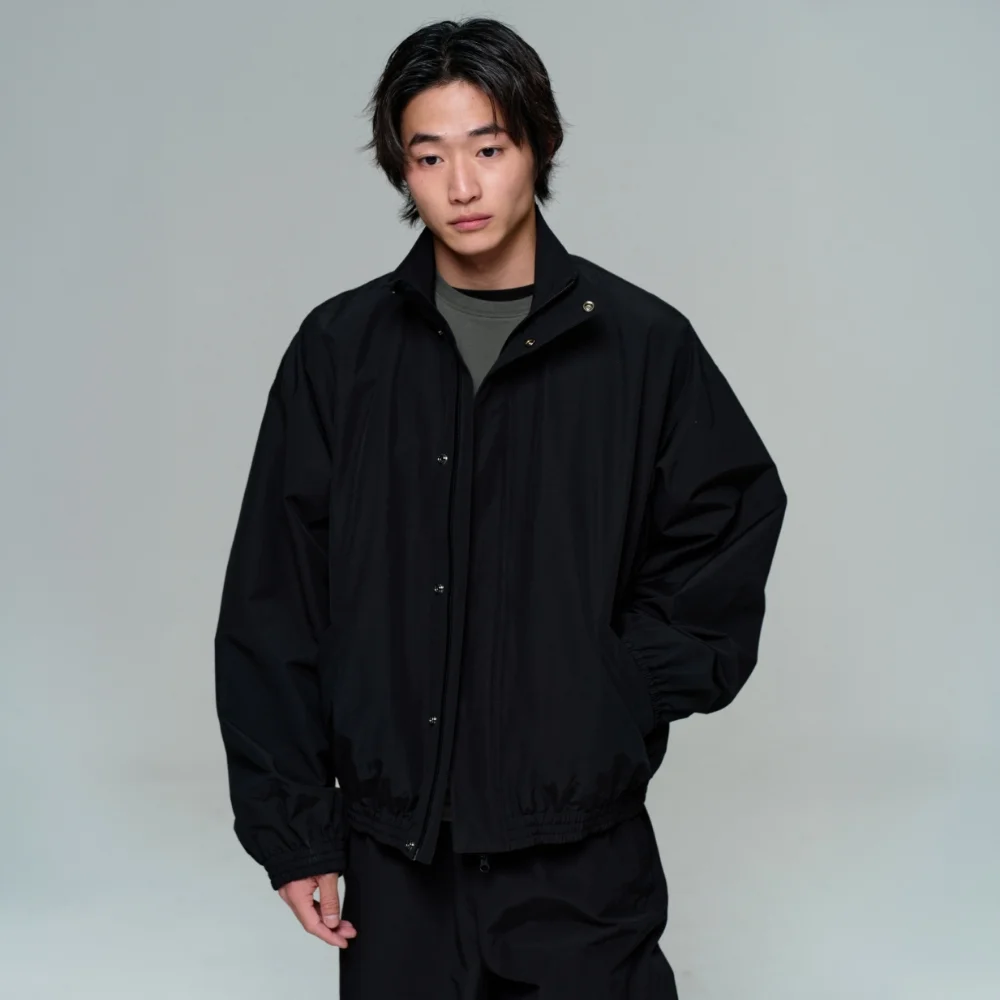 MEN OVERSIZED TRACK ZIP JACKET - BLACK