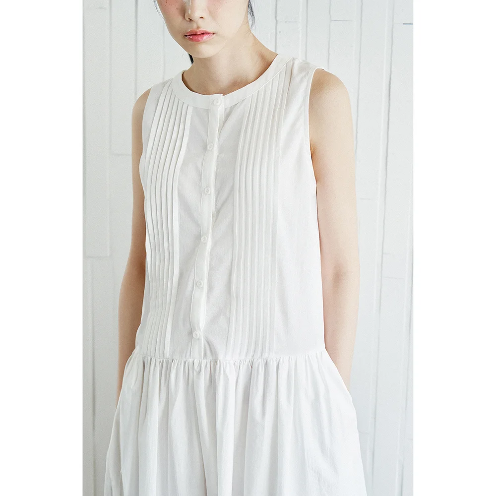 Pintuck Dress - White