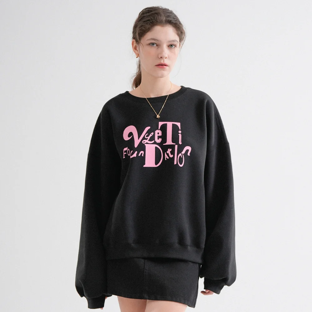Tentadumble Oversized Logo Fluff Sweatshirt (Black)