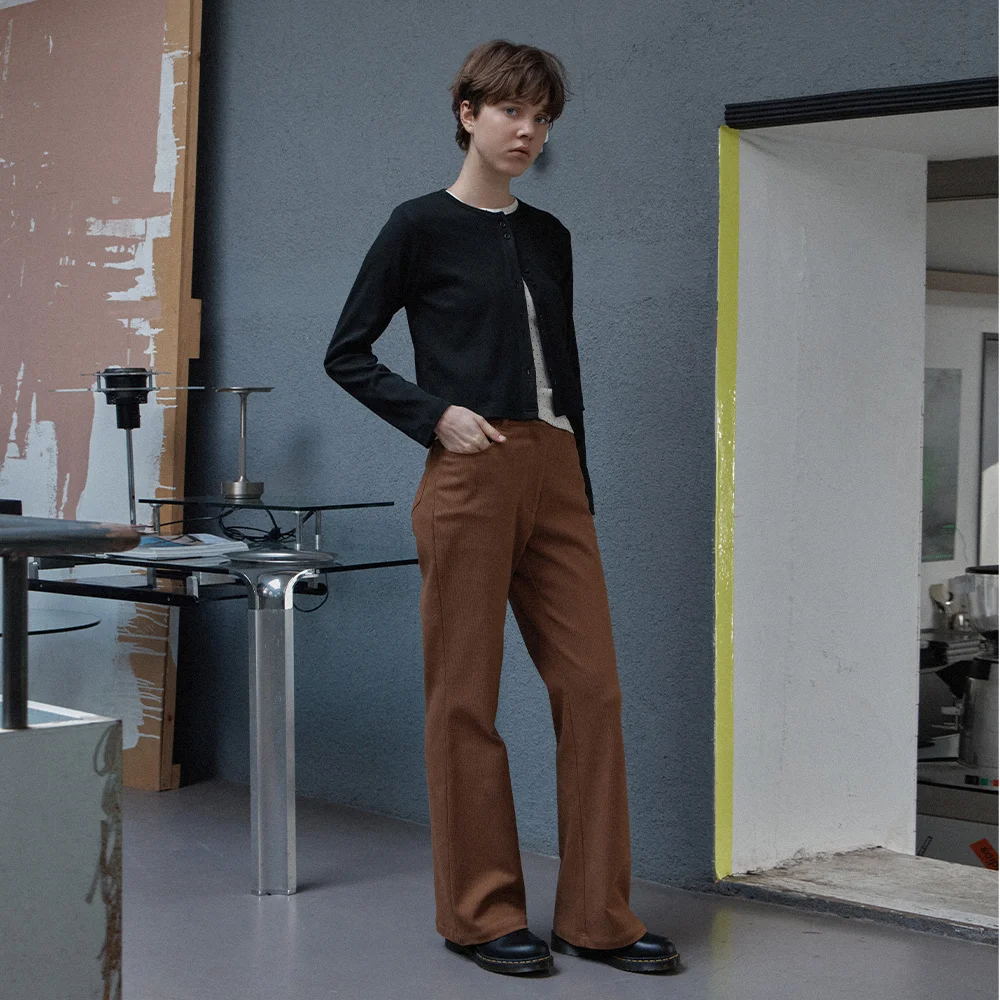 rachel bootscut pants - orange brown