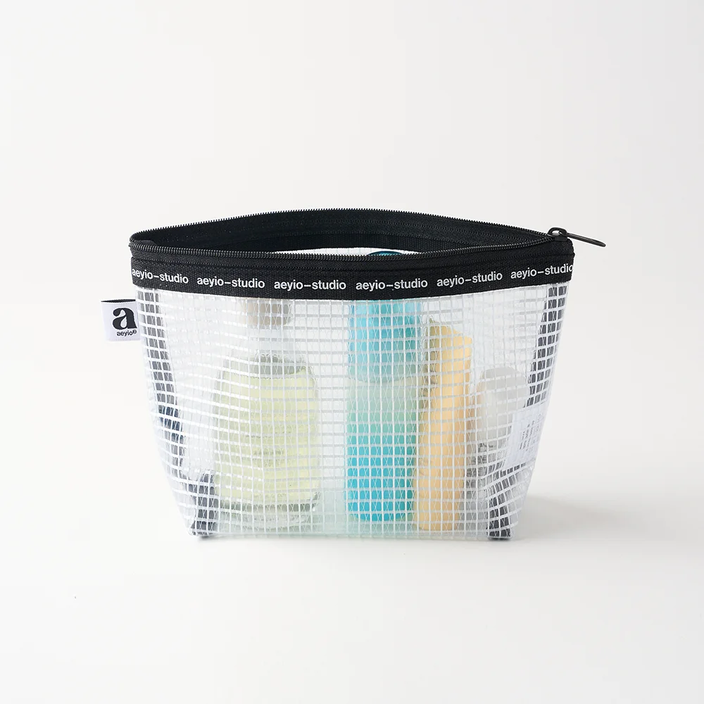 GRID CLEAR LOGO T POUCH_網格 透明 標誌 T恤 化妝袋 (2 Sizes)