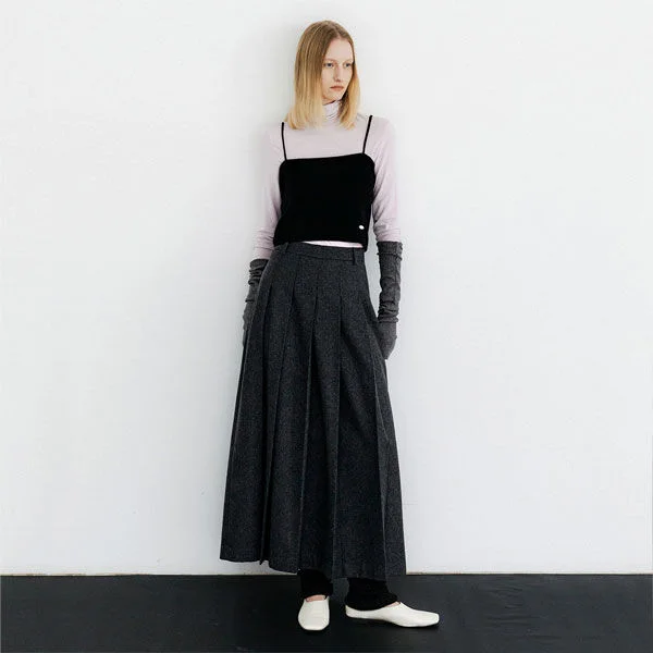 (SK-5062)PLEATS MAXI SKIRT