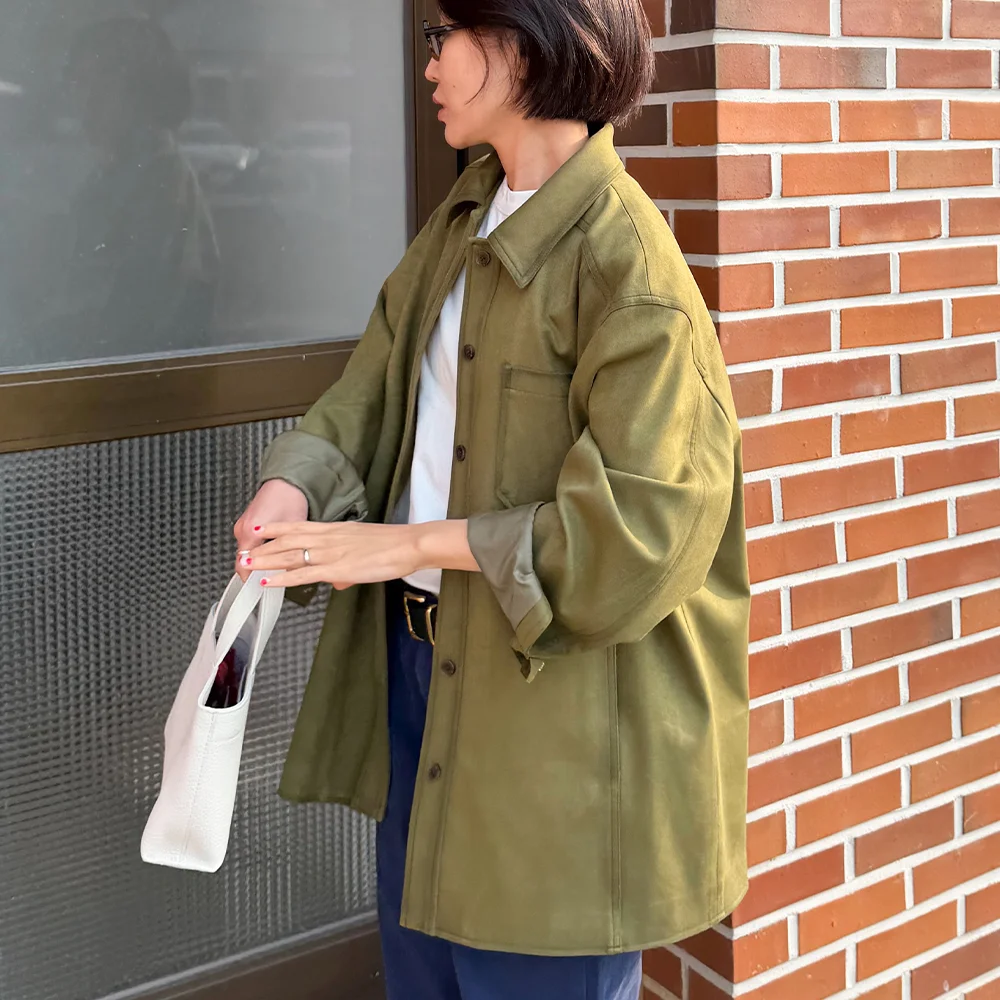Suede shirts jacket _Khaki