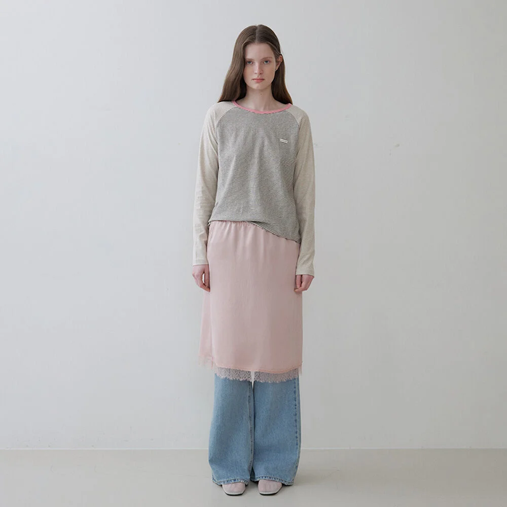 Coloring raglan stripe longsleeve T-shirt _Beige