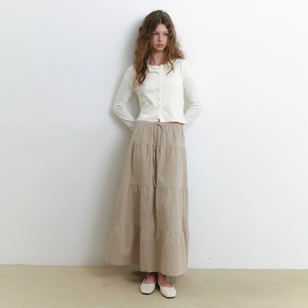 long cancan skirt - khaki beige