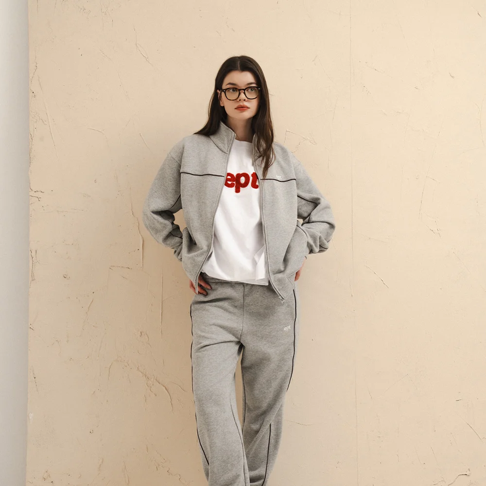 PIPING TRACK JACKET (H/GREY)