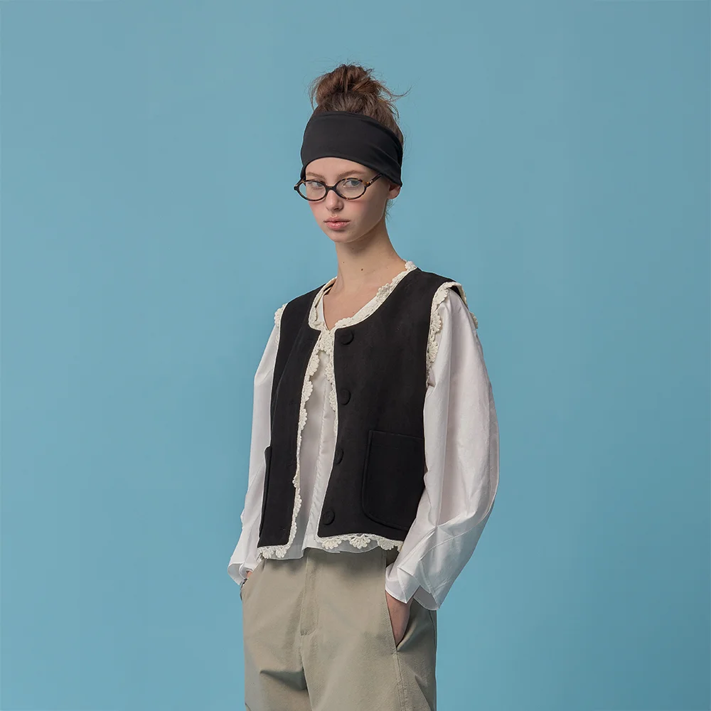 Noir Lace Suede Vest (Midnight Noir)