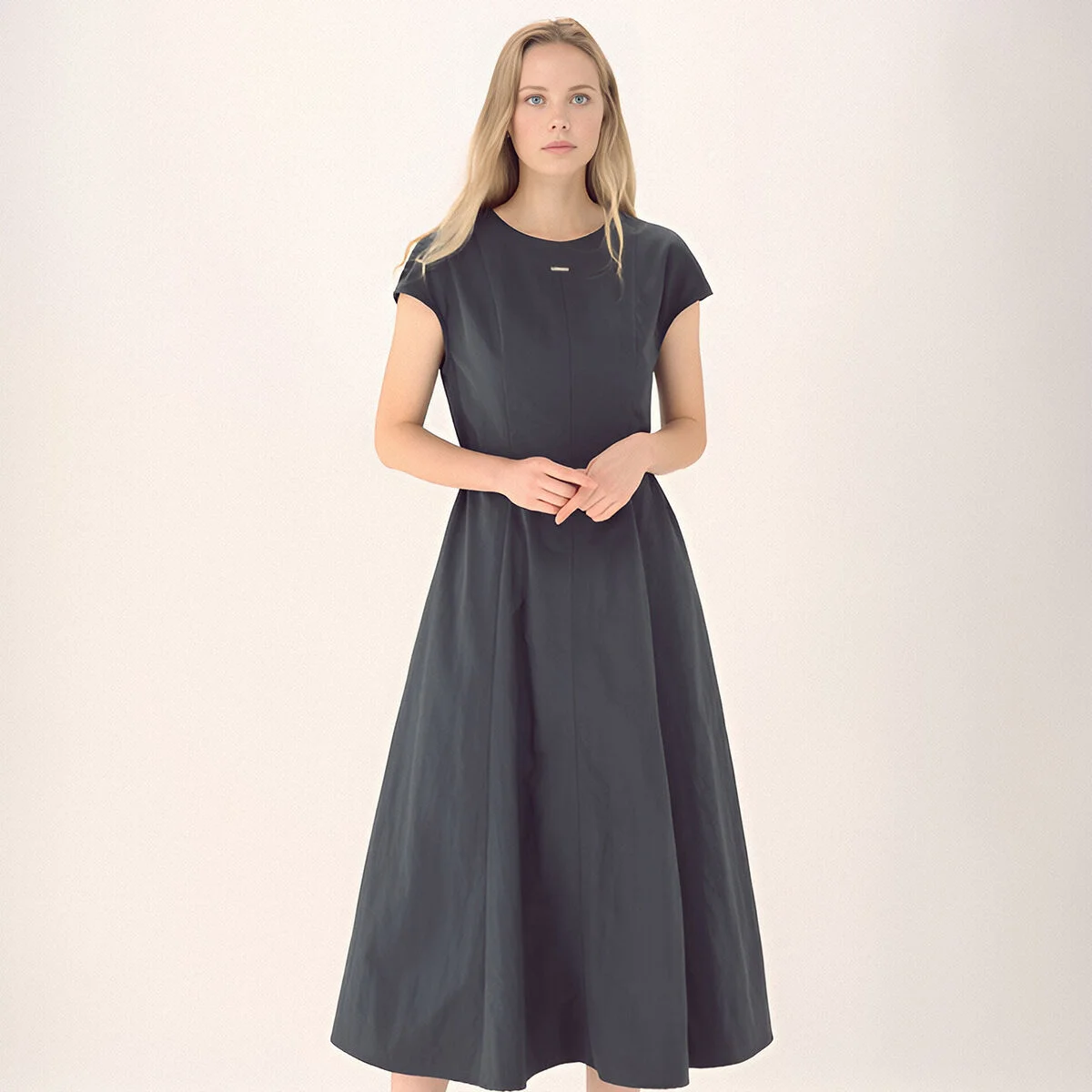 Cap Sleeve Strap Dress _Charcoal