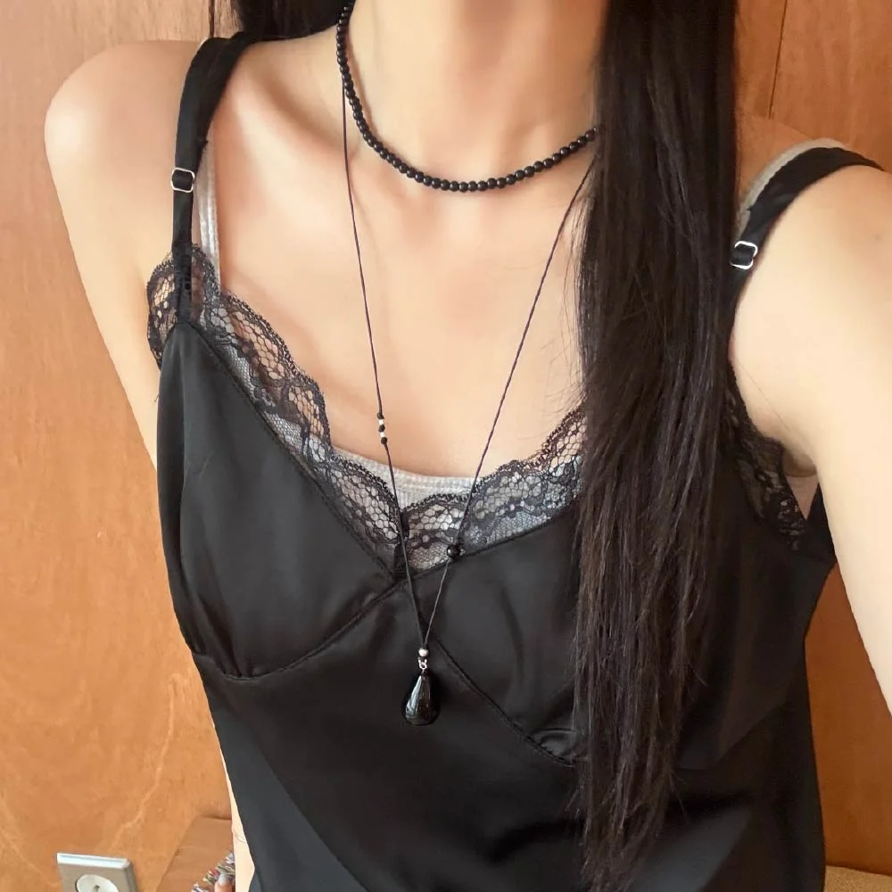 NERO 串珠 水珠 吊墜 銀色925 層次 頸鏈