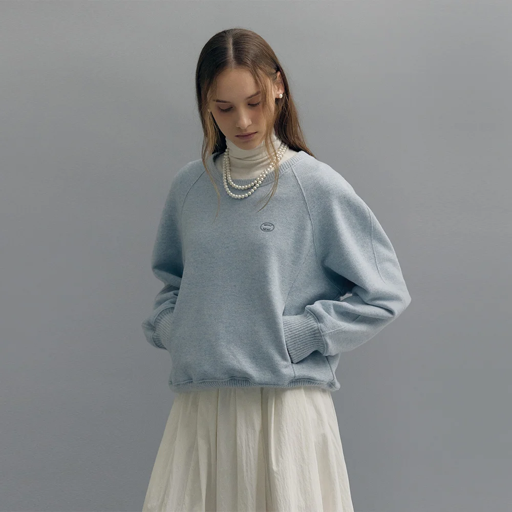 WOOL KNITED VOLUME SWEATSHIRT (pale blue)